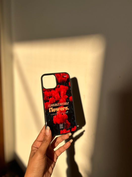 i can buy myself flowers roses iphone case yellow bg