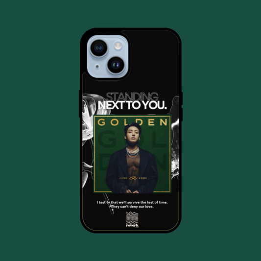 jungkook golden iphone case green bg