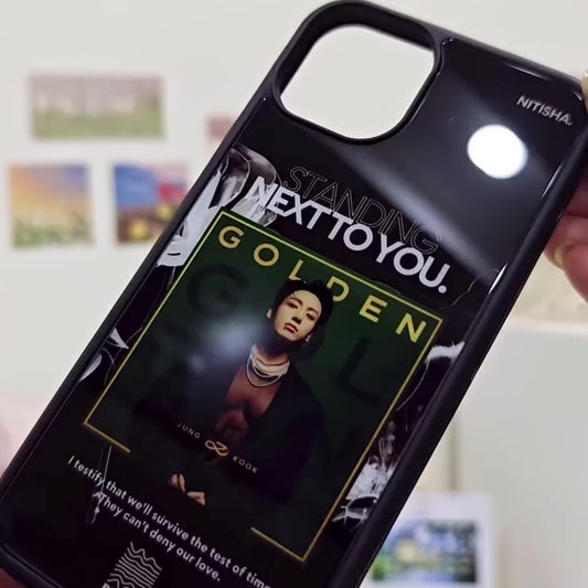 jungkook golden iphone case green bg